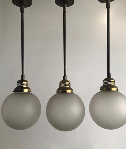 Large Frosted Cut Glass Star Pendants